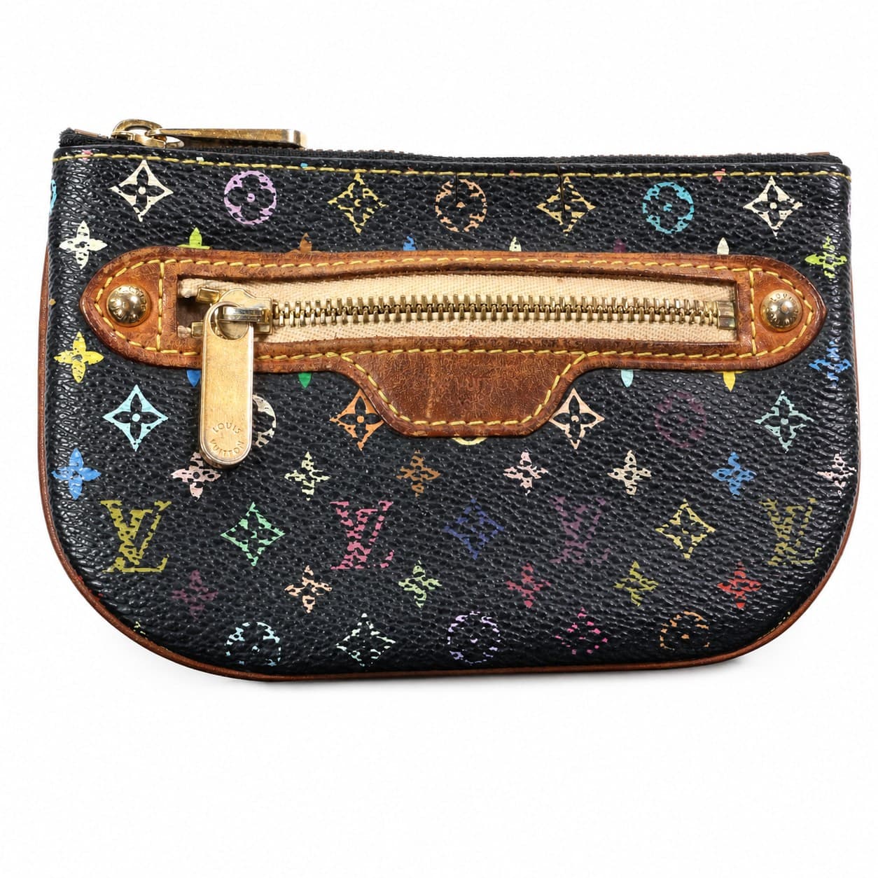 Louis Vuitton Multicolore Key Pouch Pochette Cles Black Noir Coin Purse Wallet handbags auction on bidia.ai
