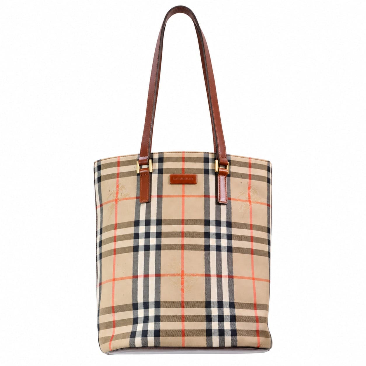 Burberry Nova Check Canvas Leather Tote Shoulder Bag Handbag Purse Beige handbags auction on bidia.ai