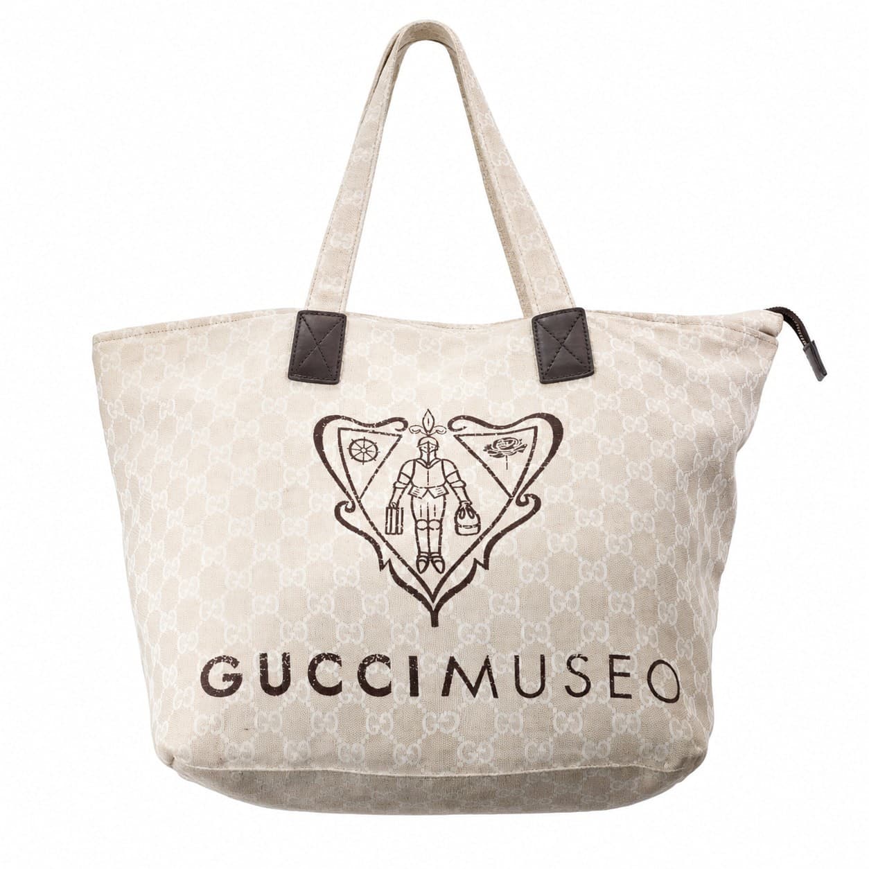 Gucci Museo GG Canvas Tote Bag Handbag Purse Shoulder Bag Beige Brown handbags auction on bidia.ai