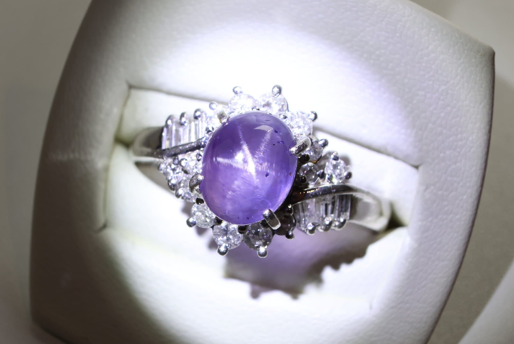 Platinum, Natural Unheated Color Change Star Sapphire & Diamond Ring 2.40ctw, Gemstone Diamonds Jewelry jewelry auction on bidia.ai