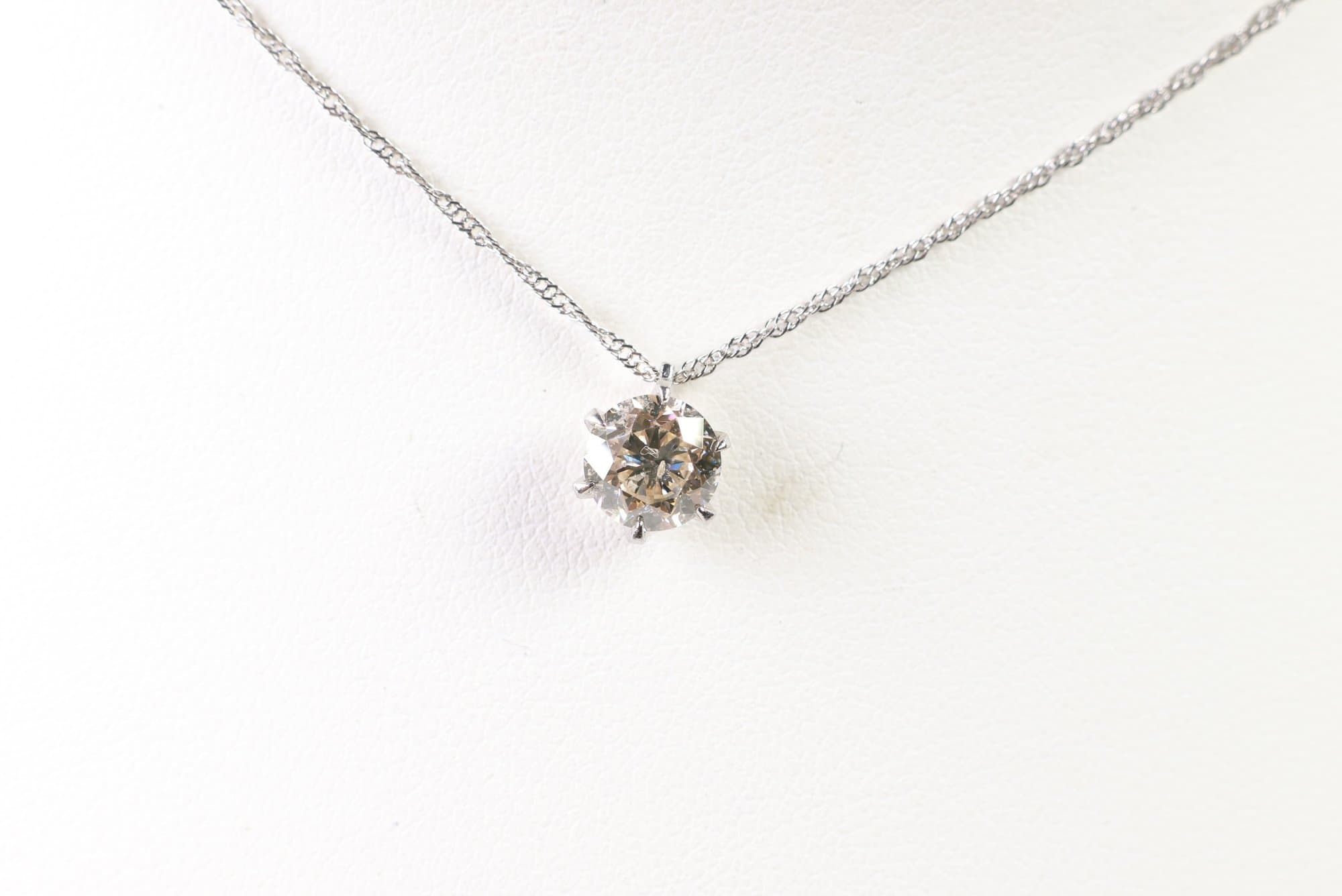 Platinum, Natural Diamond Pendant Necklace 1.105ct, Gemstone Jewelry Diamonds jewelry auction on bidia.ai