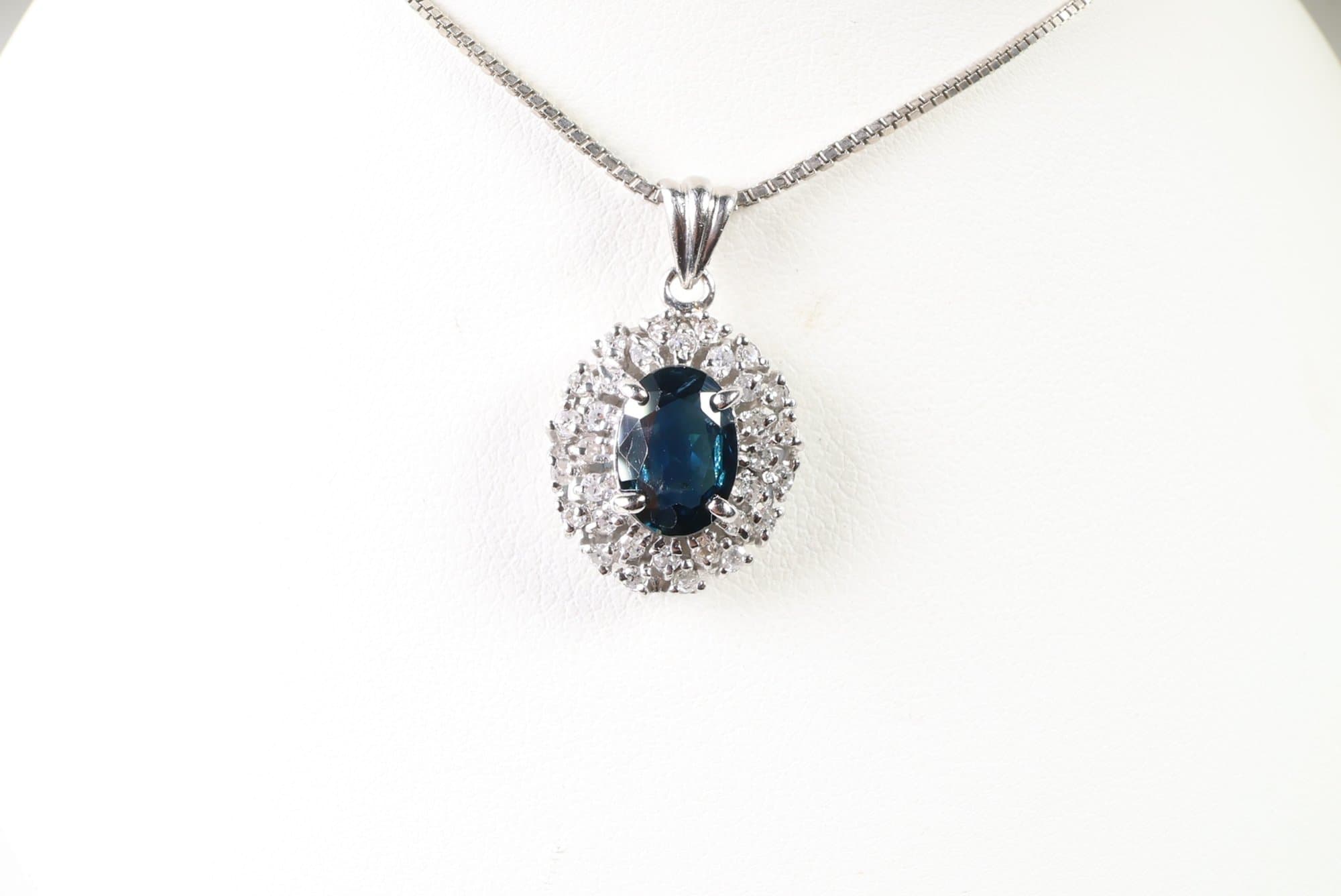 Platinum, Natural Sapphire & Diamond Pendant 1.18ctw, Diamonds Jewelry Gemstones jewelry auction on bidia.ai