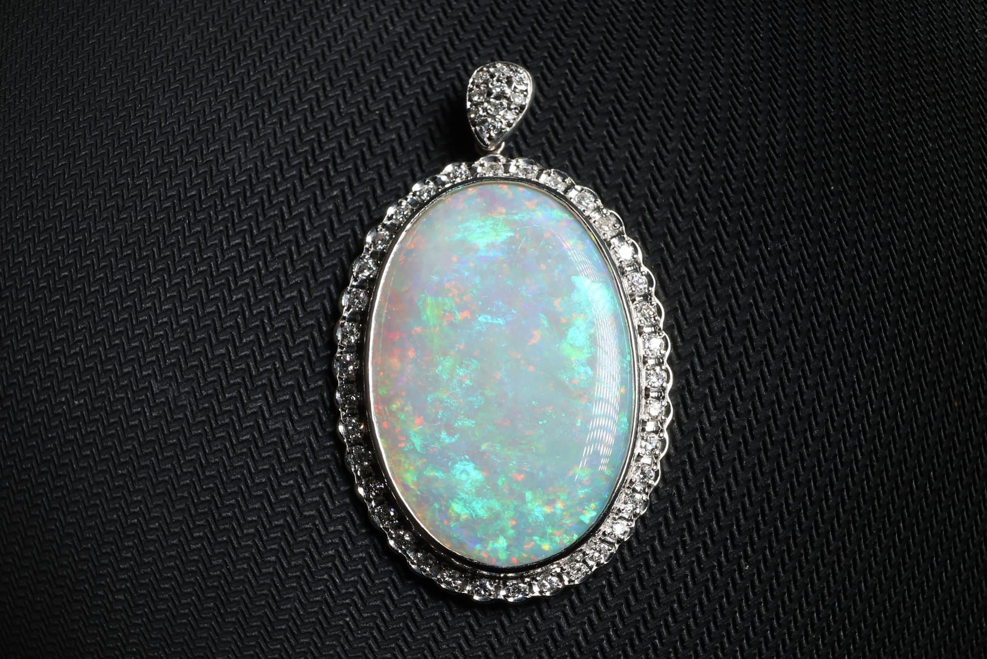 Platinum, Australian Opal & Diamond Pendant 10.66ctw, Gemstone Jewelry Diamonds jewelry auction on bidia.ai