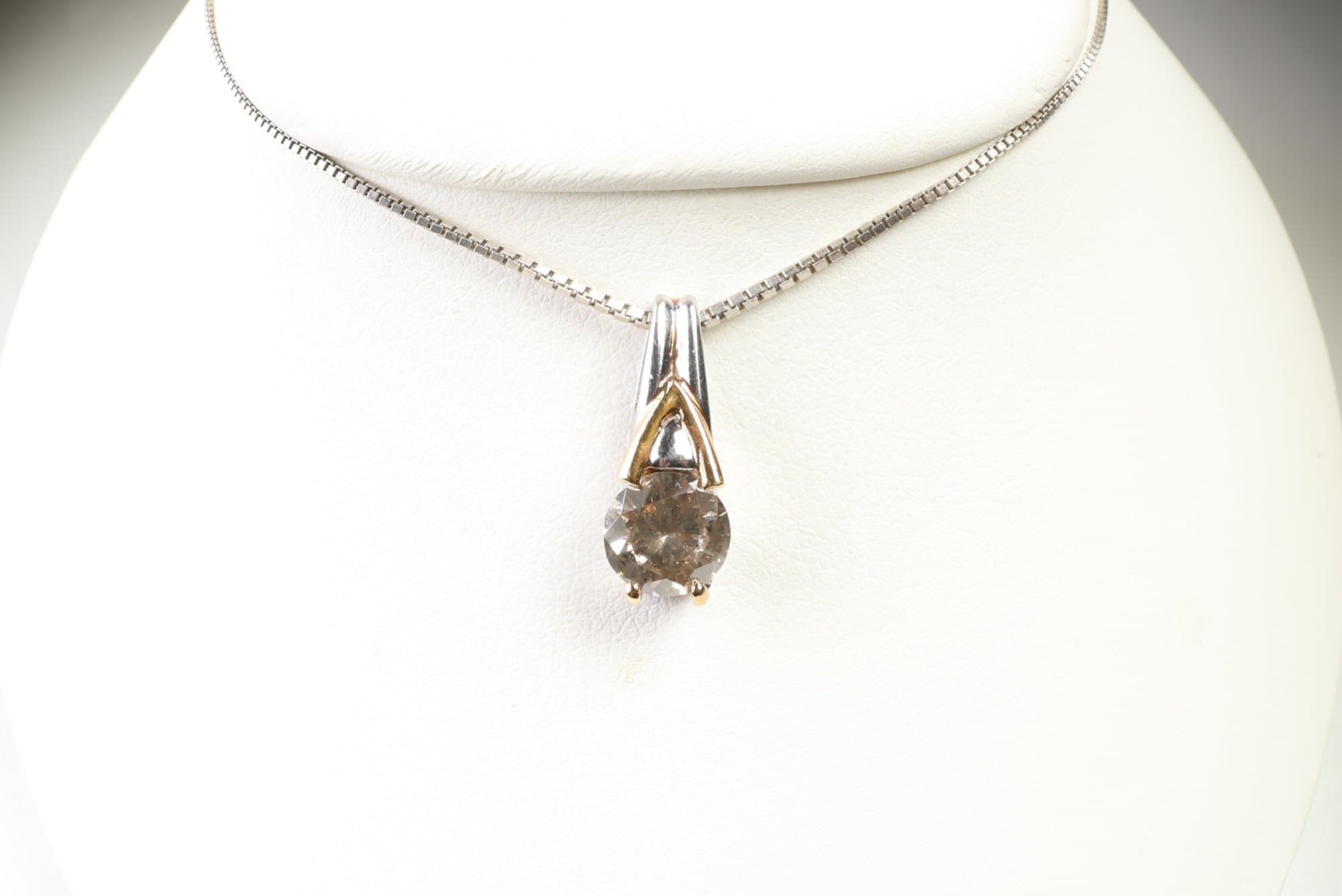 Platinum & 18k Gold, Natural Diamond Pendant 1.04ct, Gemstone Jewelry Diamonds jewelry auction on bidia.ai