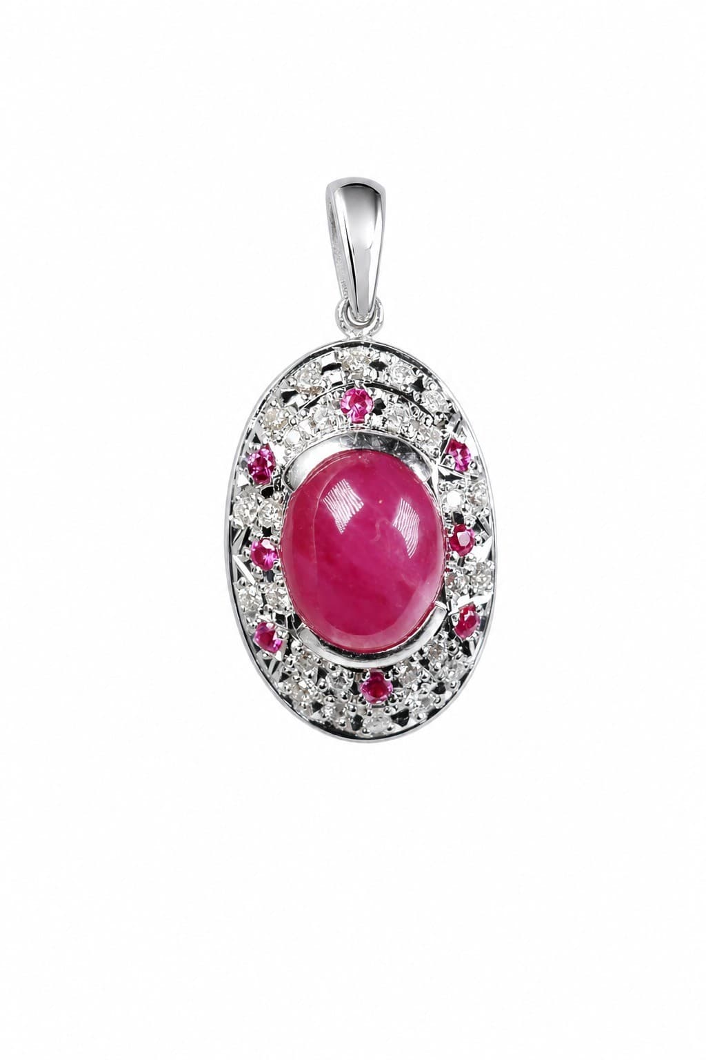 Platinum, Natural Ruby & Diamond Pendant 5.07ctw, 5.53 Grams Jewelry Gemstone Diamonds jewelry auction on bidia.ai