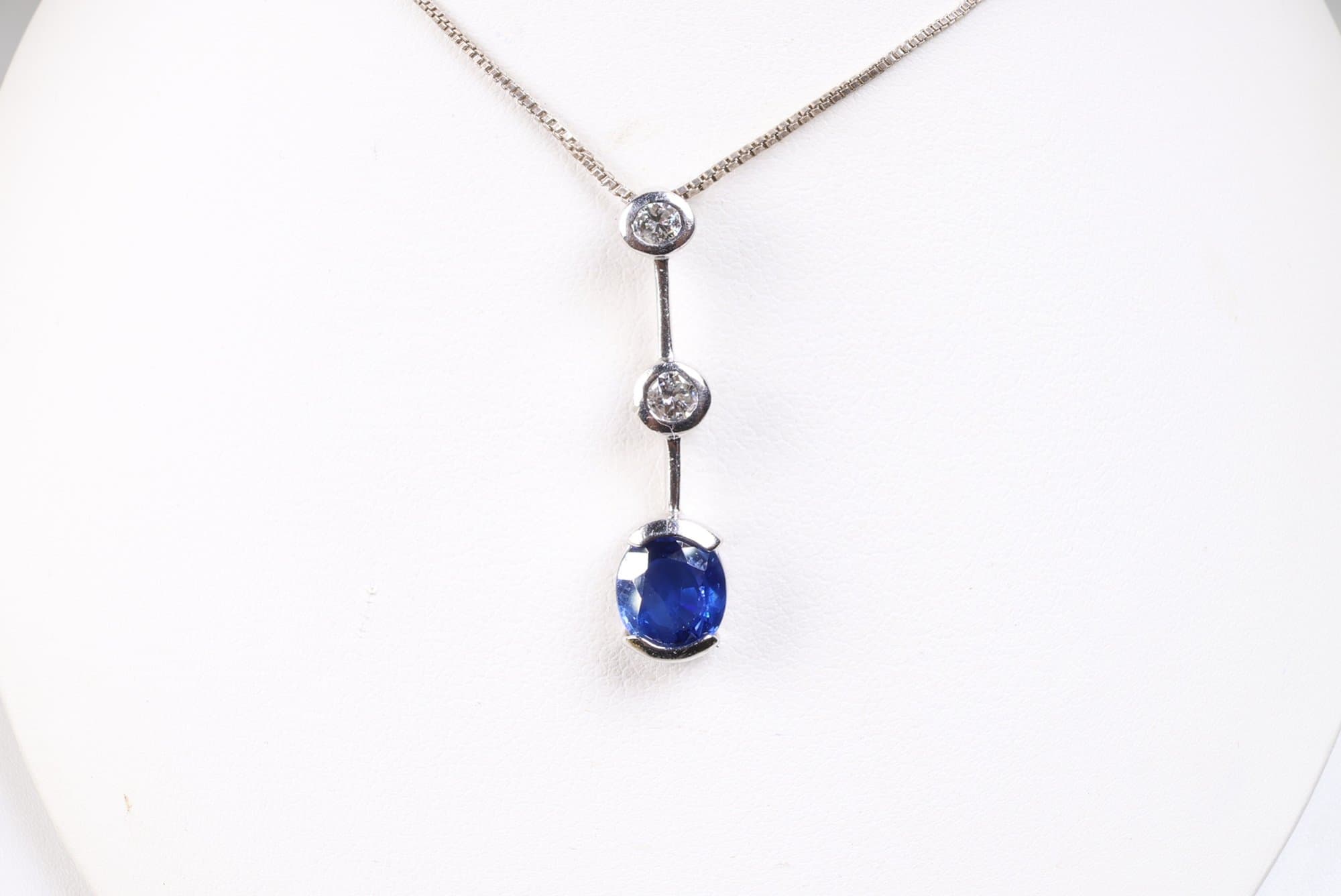 Platinum, Natural Sapphire & Diamond Pendant 1.34ctw, 2.61 Grams Jewelry Gemstone Diamonds jewelry auction on bidia.ai