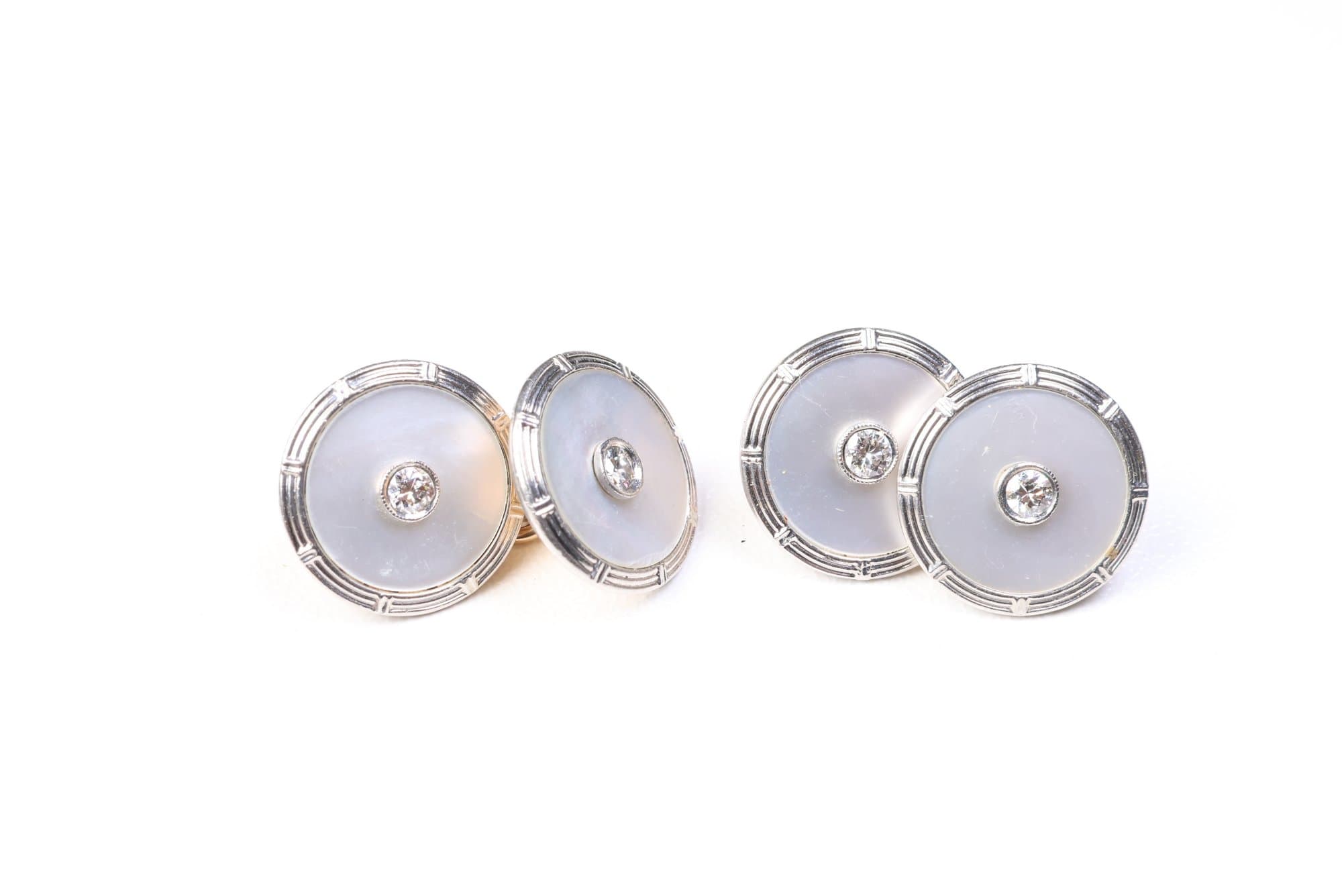 Platinum & 14k Rose Gold, Old Euro Cut Diamond Cufflinks 0.40ctw, Gemstone Diamonds Jewelry jewelry auction on bidia.ai