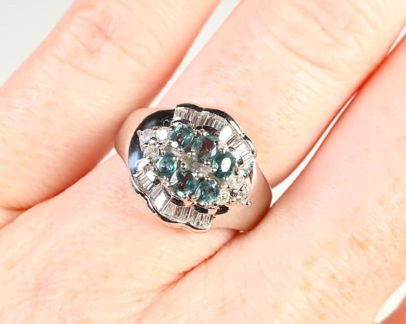 Platinum, Natural Alexandrite & Diamond Ring, .66ctw Alexandrite, .47ctw Diamonds, Size 5.75, 8.63 Grams jewelry auction on bidia.ai