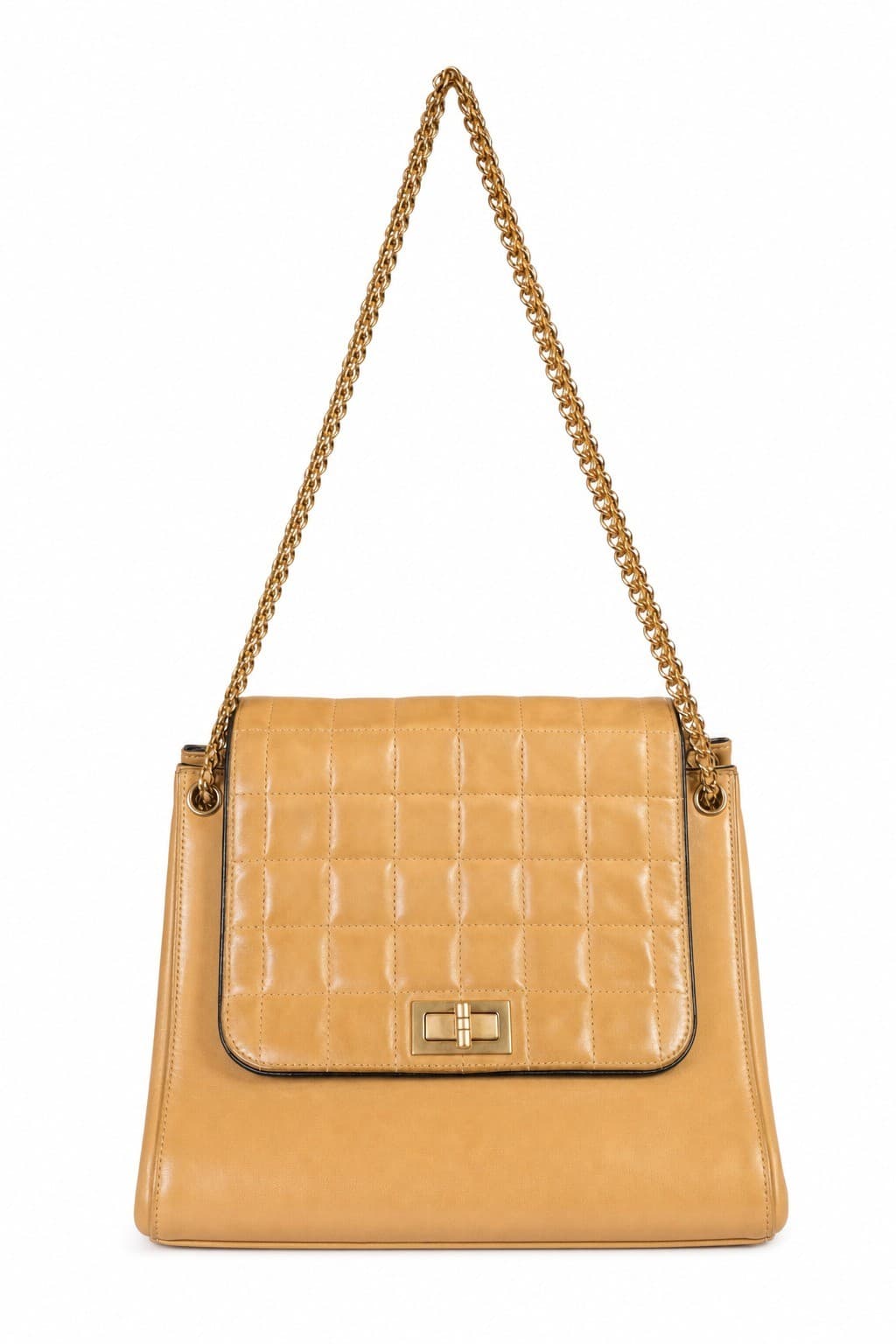 Chanel Chocolate Bar Accordion Flap Bag In Beige Lambskin Leather Purse handbags auction on bidia.ai
