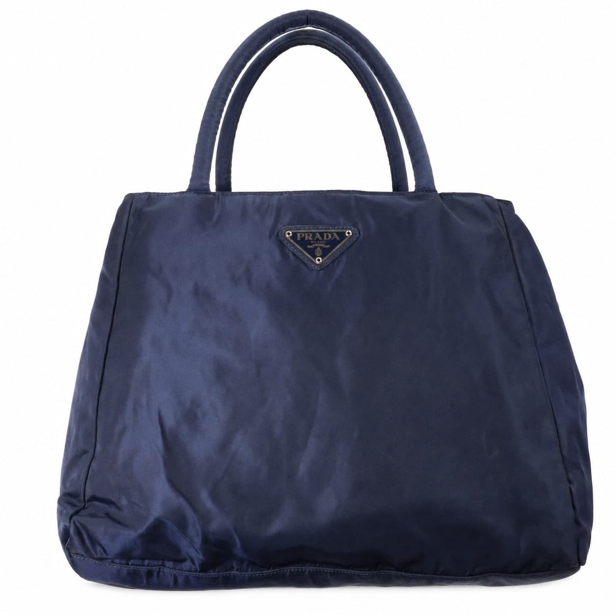Prada Navy Blue Nylon Tessuto Tote Handbag Purse Bag Top Handle handbags auction on bidia.ai