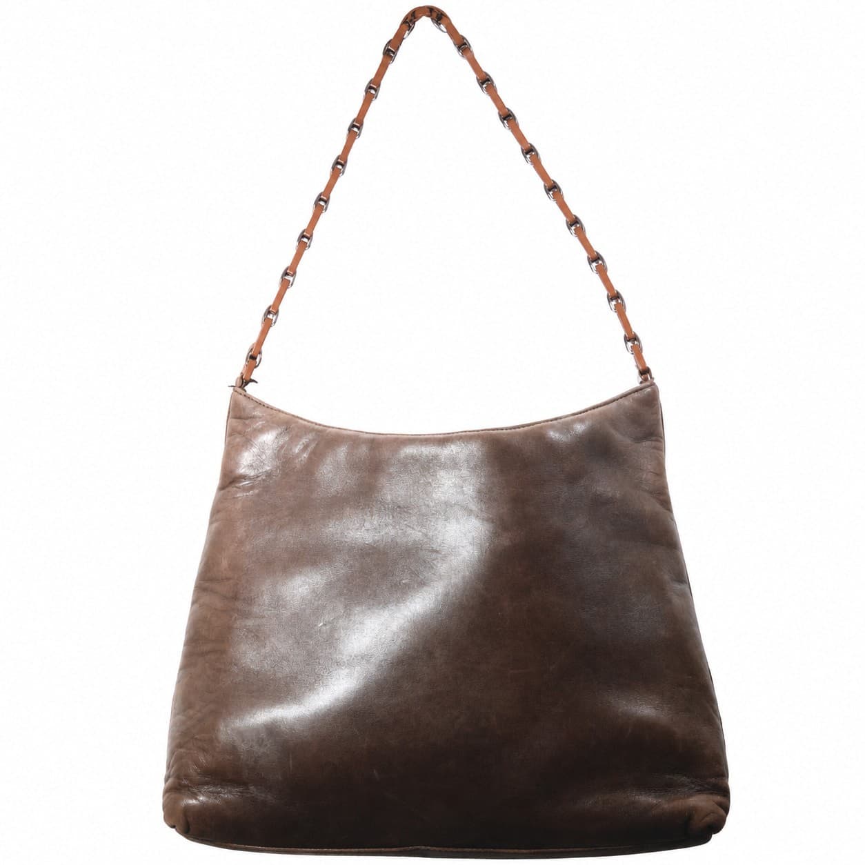 Salvatore Ferragamo Brown Leather Chain Shoulder Bag Handbag Purse Hobo handbags auction on bidia.ai
