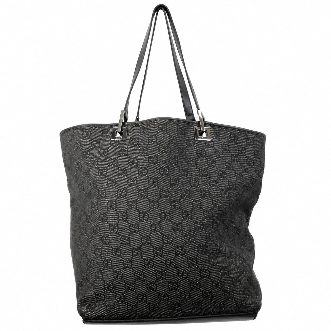 Gucci GG Monogram Canvas Black Leather Tote Bag Shoulder Bag Handbag Purse handbags auction on bidia.ai