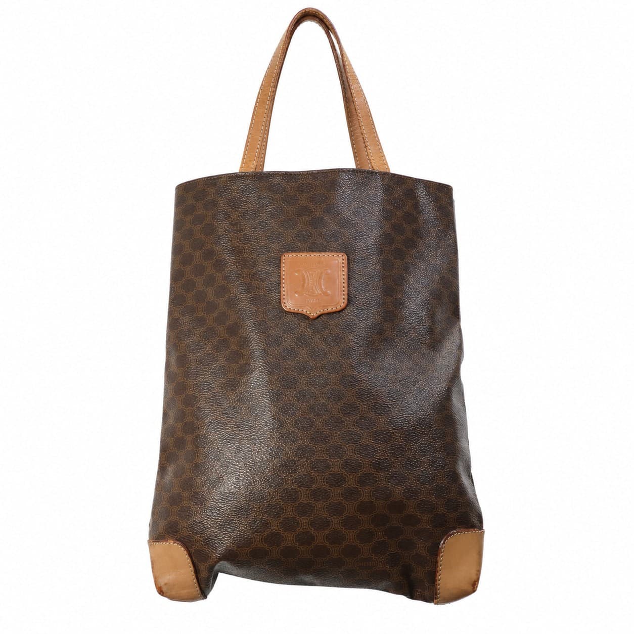 Céline Macadam Monogram Canvas Tote Shoulder Bag Handbag Purse Brown handbags auction on bidia.ai