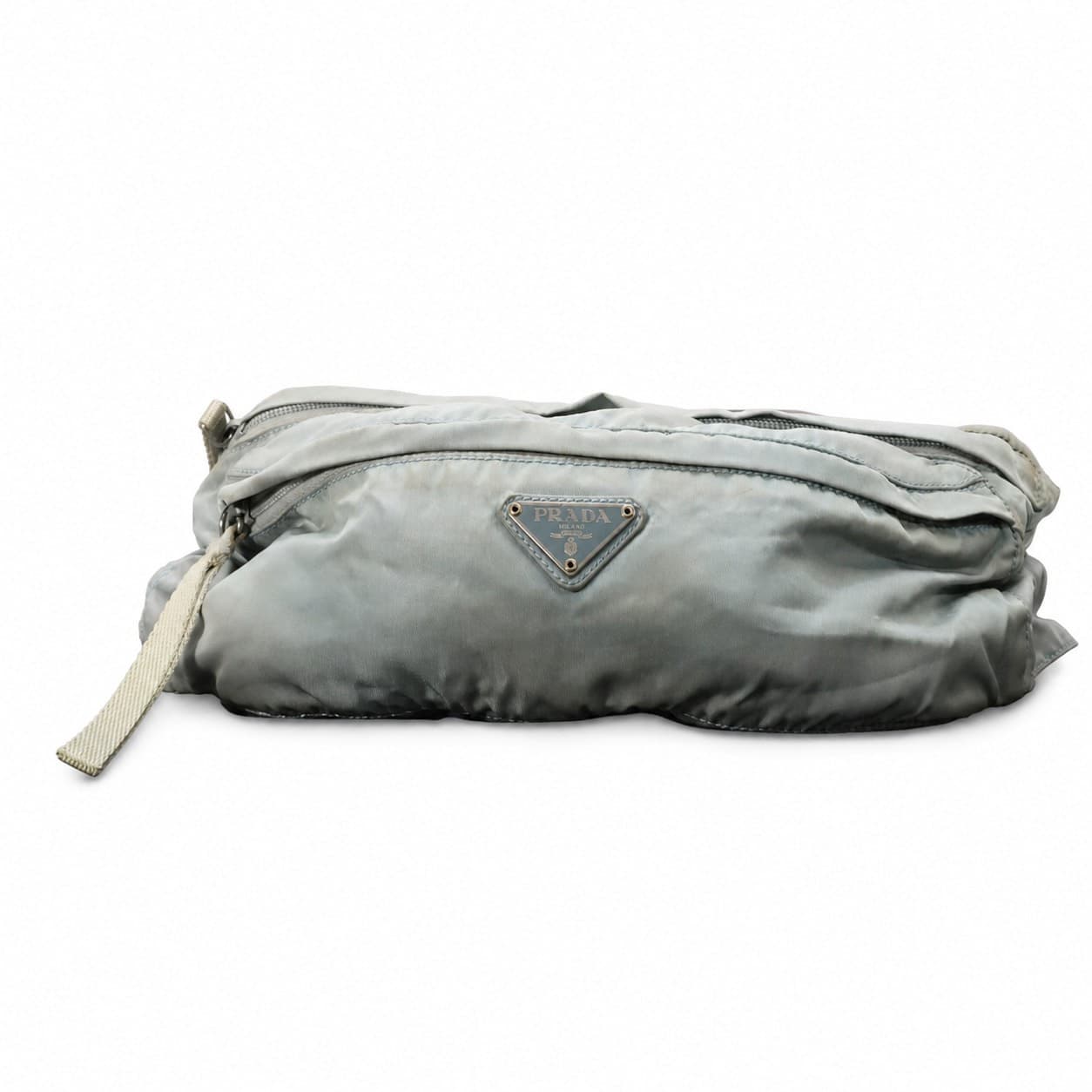 Prada Tessuto Nylon Shoulder Bag Hobo Purse Gray Adjustable Strap handbags auction on bidia.ai