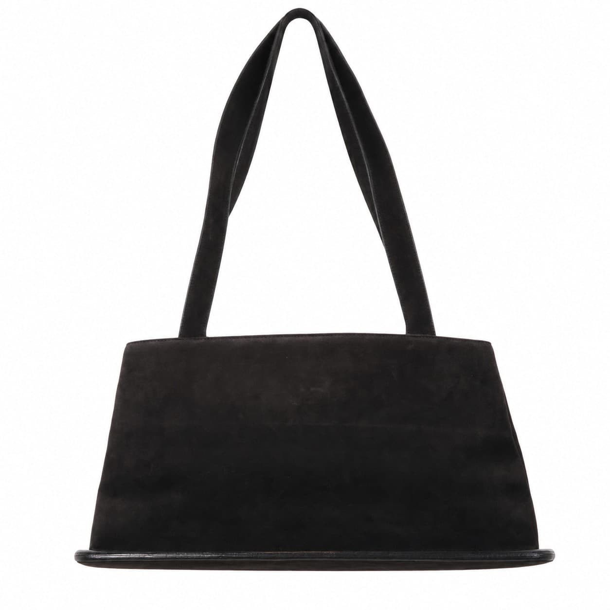 Salvatore Ferragamo Black Suede Shoulder Bag Tote Handbag Purse Gold Hardware handbags auction on bidia.ai