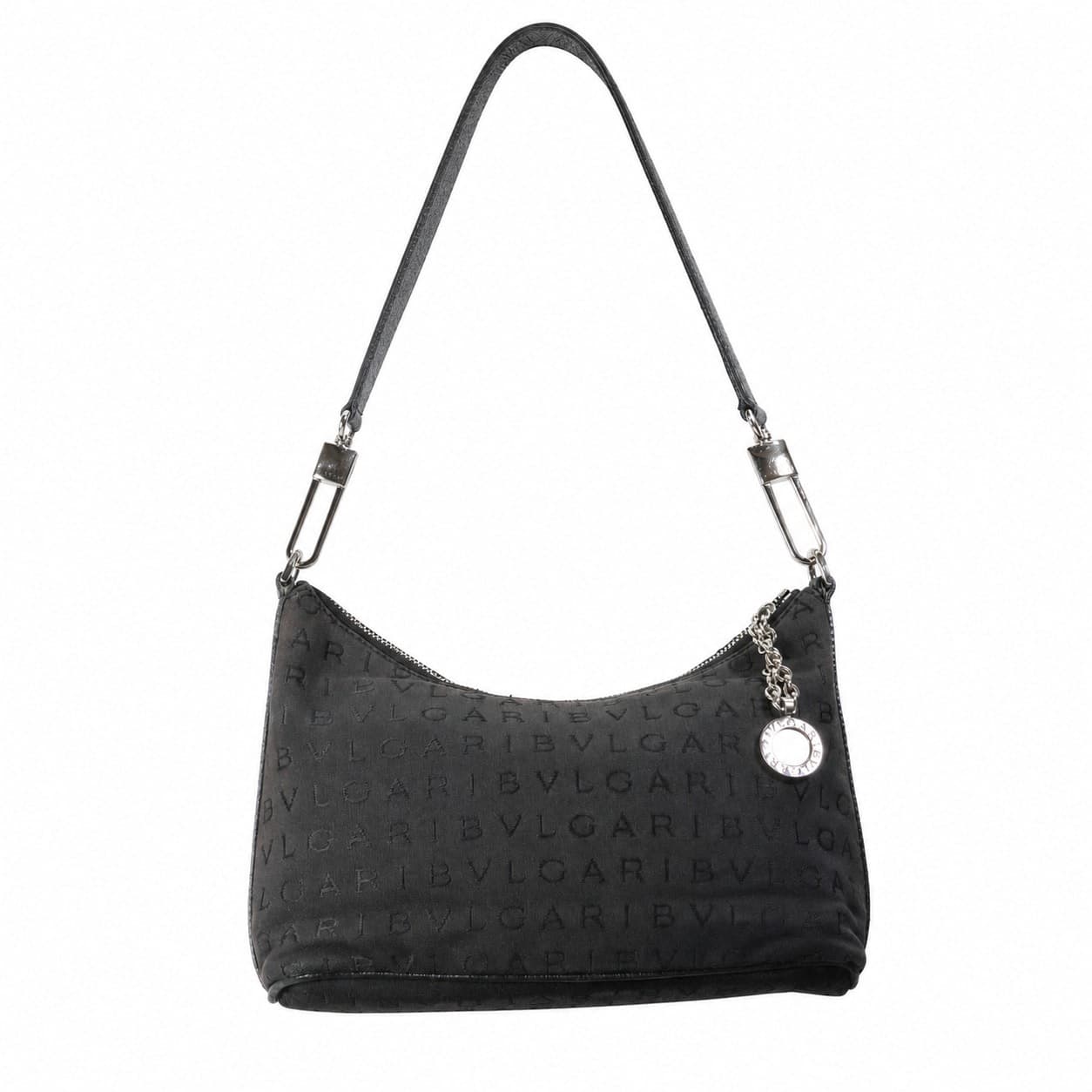 Bvlgari Logomania Canvas Leather Hobo Shoulder Bag Purse Handbag Black handbags auction on bidia.ai