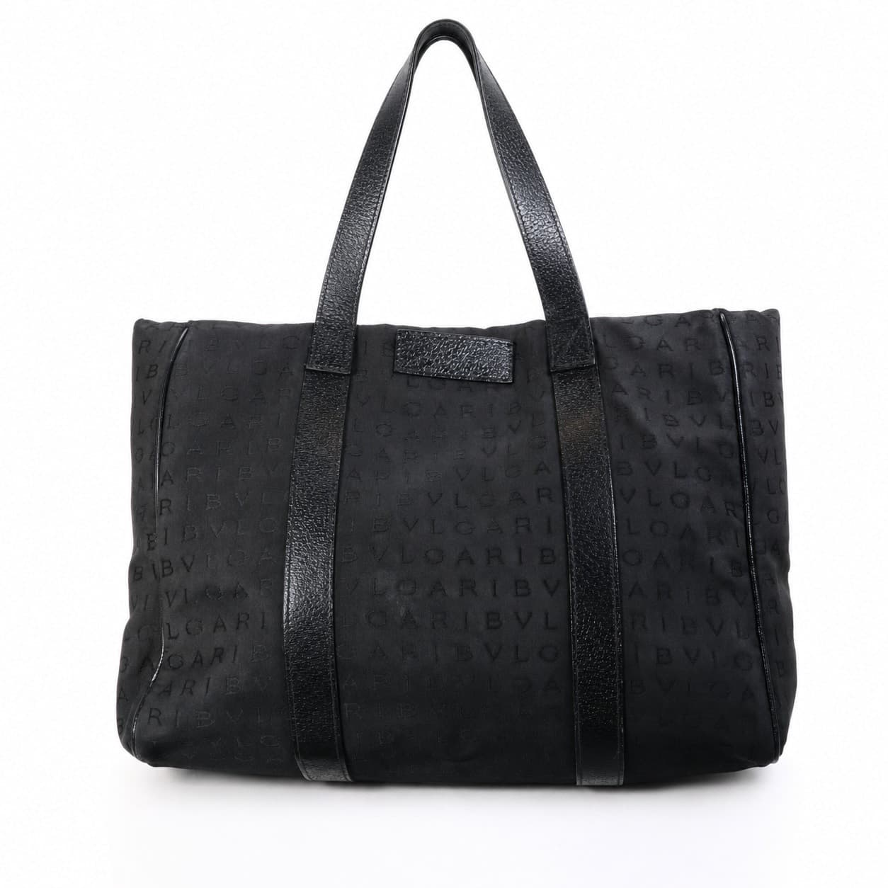 Bvlgari Logomania Canvas Leather Tote Bag Handbag Purse Shoulder Bag Black handbags auction on bidia.ai