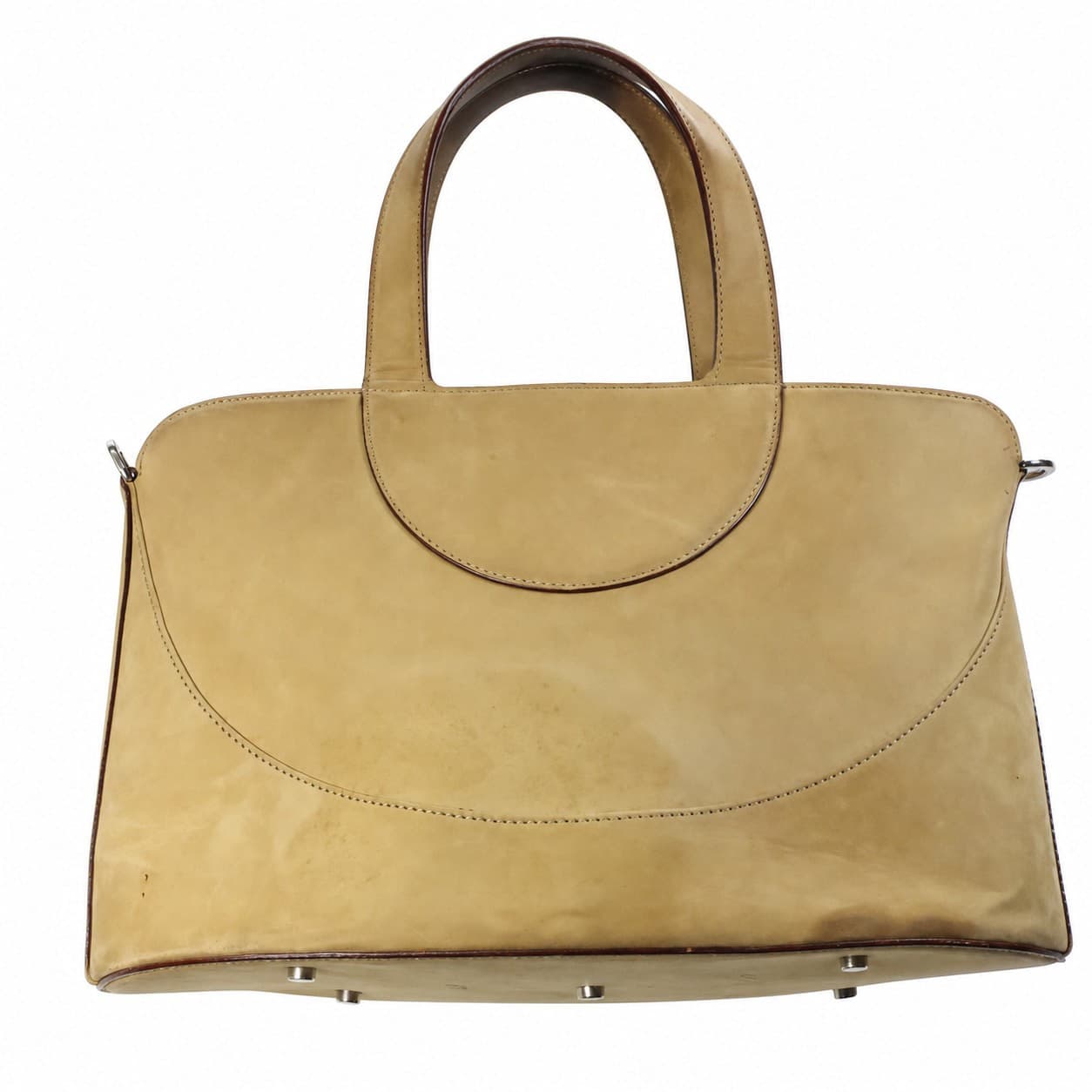 Bulgari Beige Suede Leather Top Handle Satchel Handbag Purse Bag handbags auction on bidia.ai