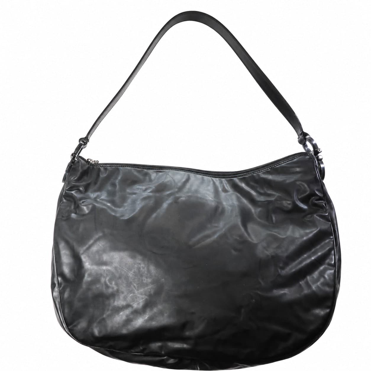 Salvatore Ferragamo Gancini Black Leather Hobo Shoulder Bag Handbag Purse handbags auction on bidia.ai