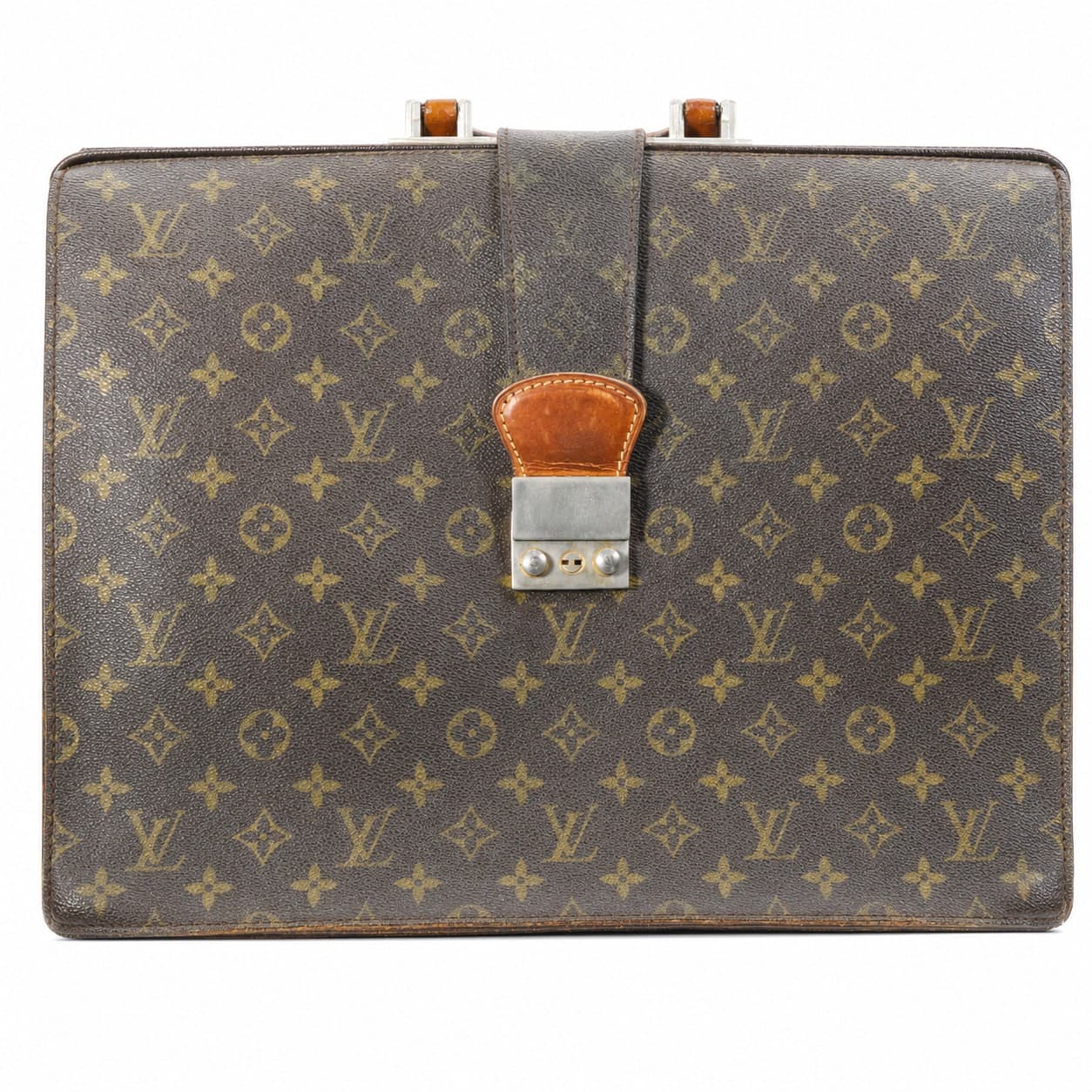 Louis Vuitton Serviette Conseiller Monogram Canvas Briefcase Bag Top Handle Brown handbags auction on bidia.ai