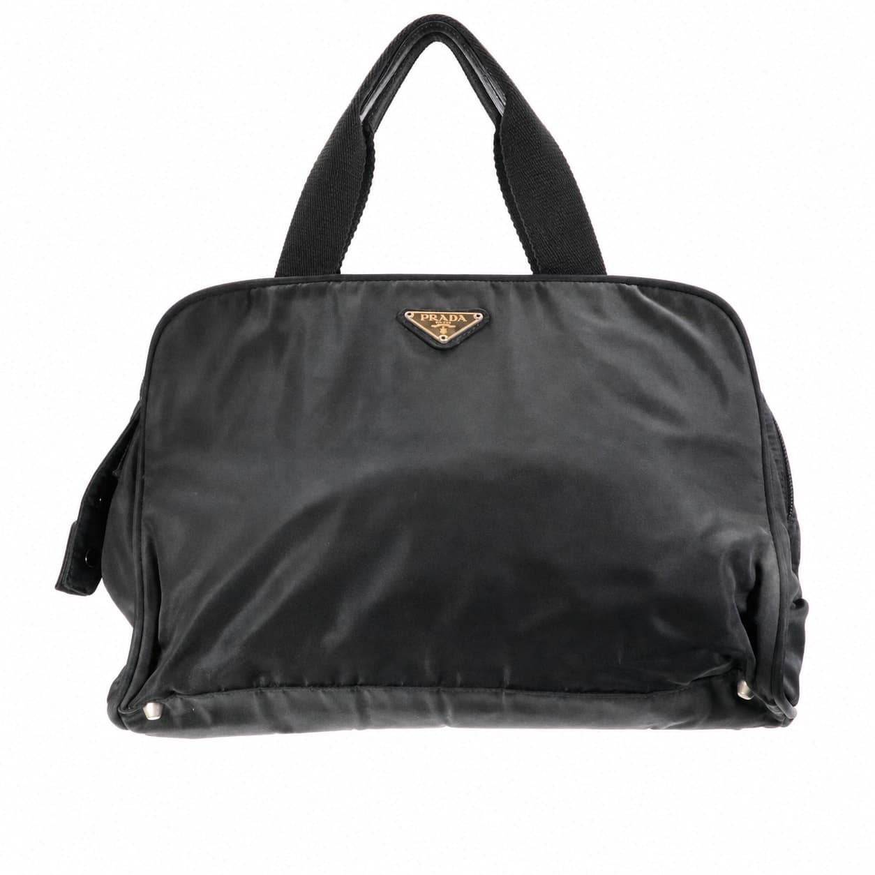 Prada Tessuto Nylon Tote Shoulder Bag Handbag Purse Black Silver Hardware handbags auction on bidia.ai