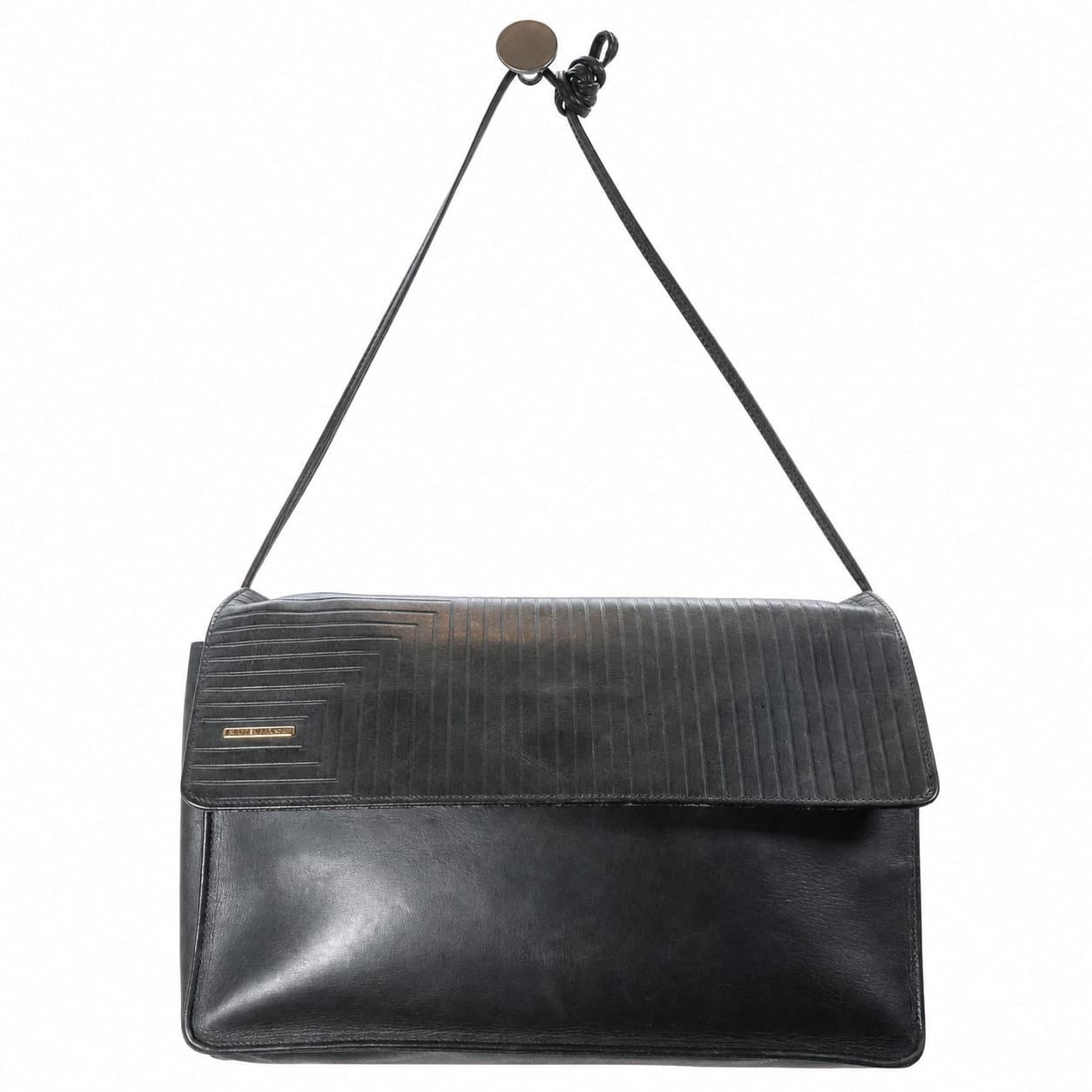 Givenchy Black Leather Ribbed Flap Shoulder Bag Handbag Purse Crossbody handbags auction on bidia.ai