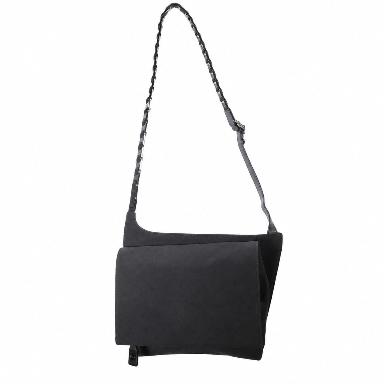 Salvatore Ferragamo Black Canvas Shoulder Bag Crossbody Purse Chain Leather Strap handbags auction on bidia.ai