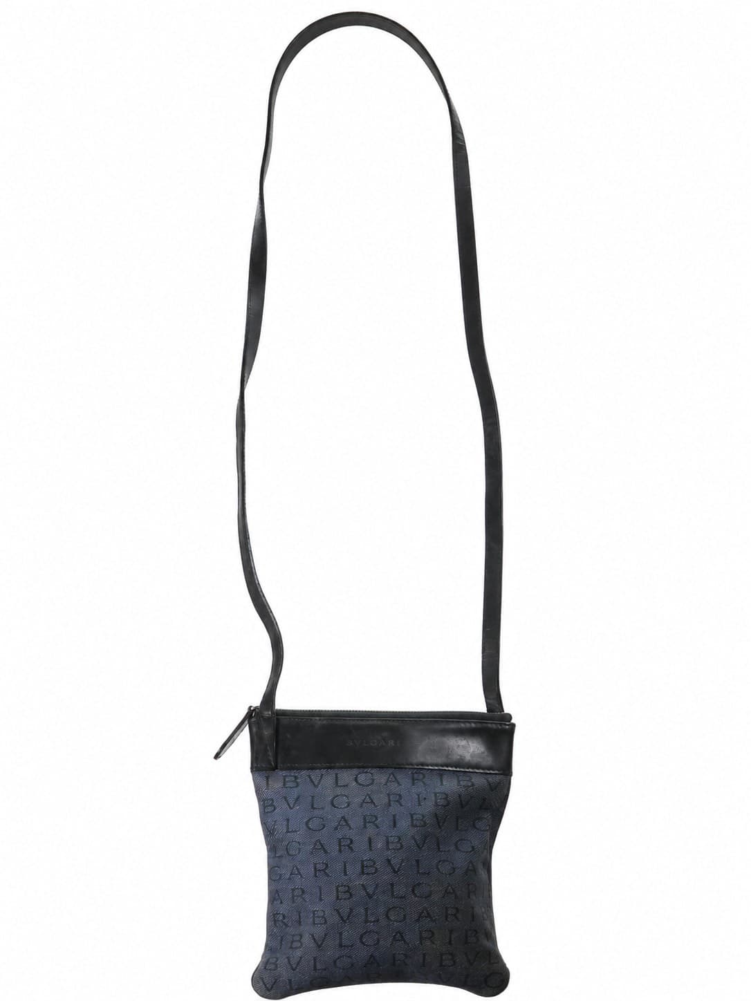 Bulgari Logomania Canvas Leather Crossbody Bag Shoulder Bag Purse Gray Black handbags auction on bidia.ai