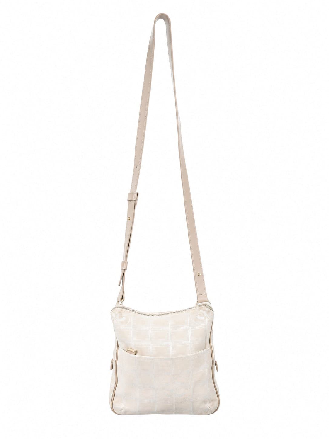 Chanel New Travel Line Beige Canvas Leather Crossbody Shoulder Bag Handbag Purse handbags auction on bidia.ai