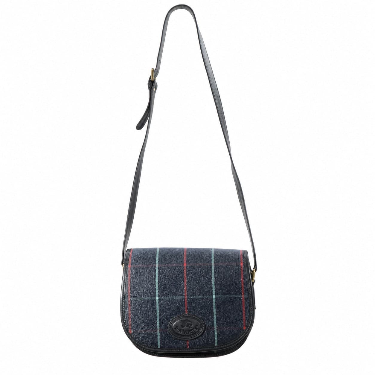 Burberrys Striped Canvas Leather Saddle Bag Crossbody Shoulder Bag Purse handbags auction on bidia.ai