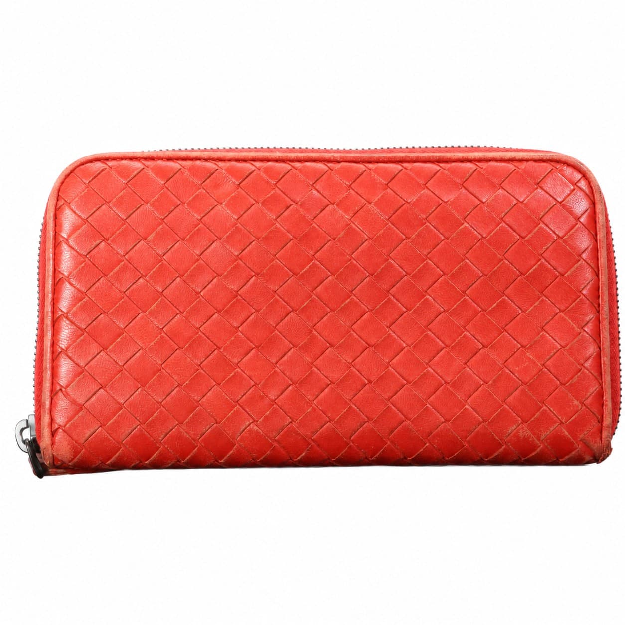 Bottega Veneta Intrecciato Zip Around Wallet Continental Red Leather handbags auction on bidia.ai