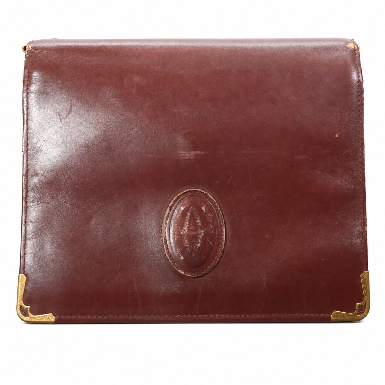Cartier Burgundy Leather Shoulder Bag Crossbody Purse Handbag handbags auction on bidia.ai