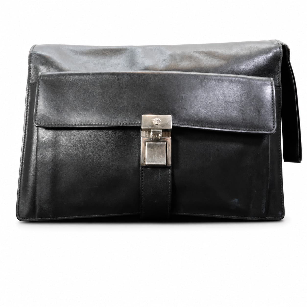 Versace Gianni Versace Black Leather Medusa Briefcase Clutch Bag Handbag Purse handbags auction on bidia.ai
