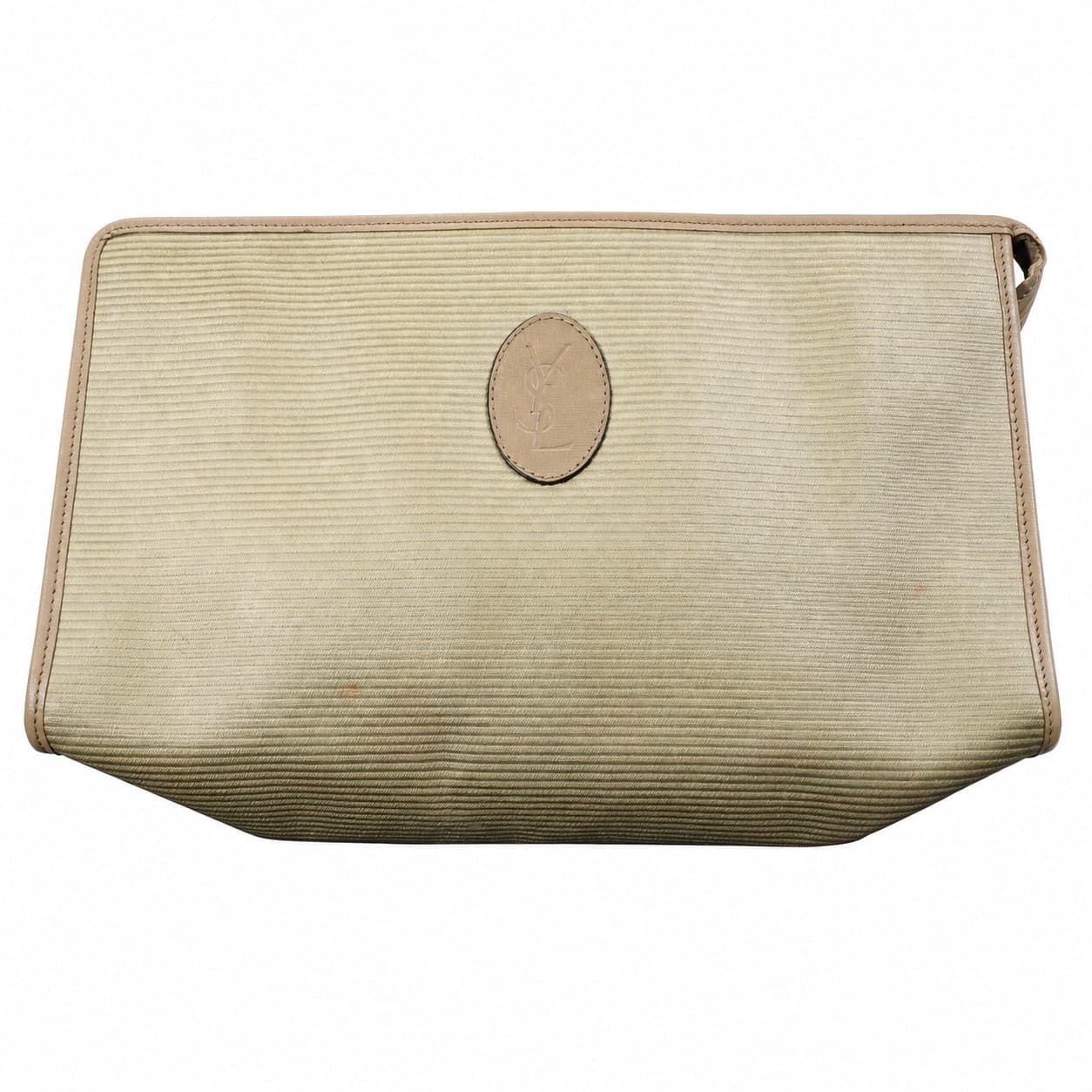 Yves Saint Laurent Beige Textured Leather Clutch Bag Purse Handbag YSL handbags auction on bidia.ai