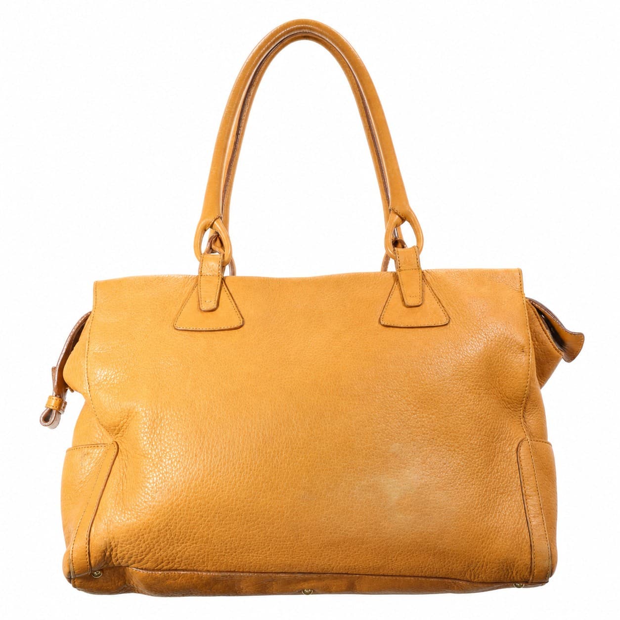 Salvatore Ferragamo Gancini Leather Satchel Shoulder Bag Handbag Tan Brown handbags auction on bidia.ai
