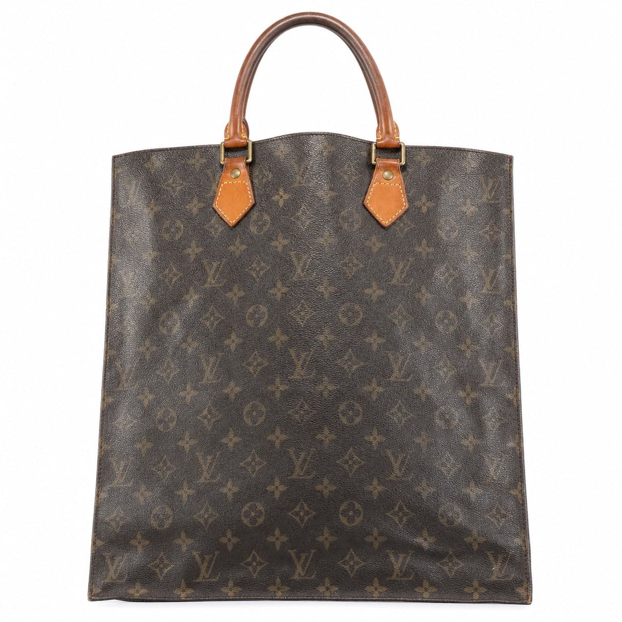 Louis Vuitton Sac Plat Monogram Canvas Tote Handbag Purse Bag Brown handbags auction on bidia.ai