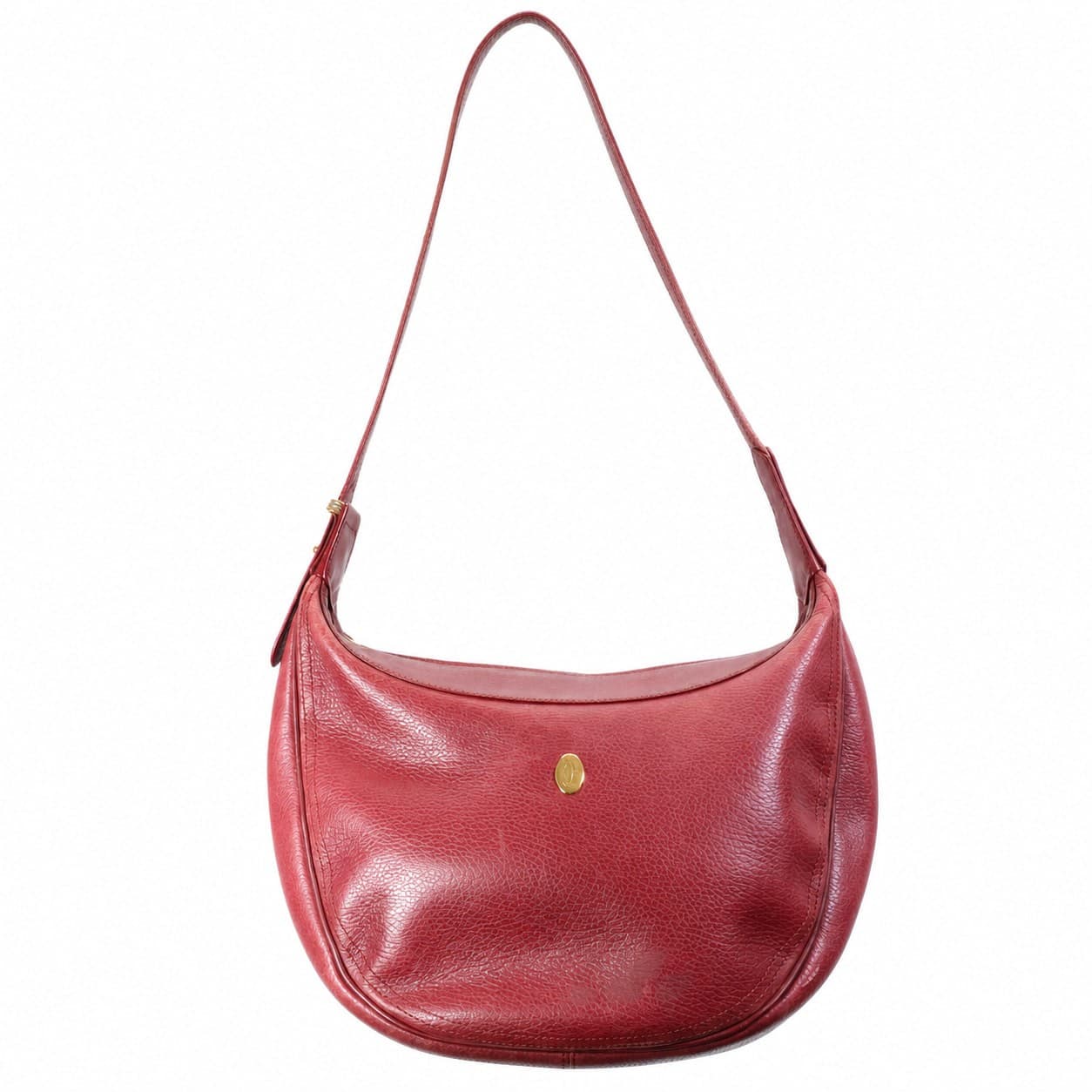 Cartier Must De Cartier Burgundy Leather Hobo Shoulder Bag Handbag Purse handbags auction on bidia.ai
