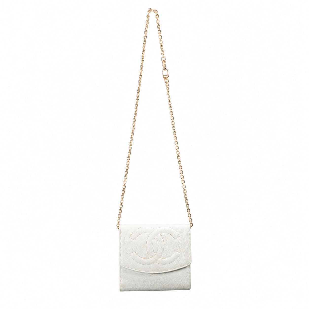 Chanel Caviar Leather Timeless CC Wallet On Chain WOC Crossbody Bag Purse White handbags auction on bidia.ai