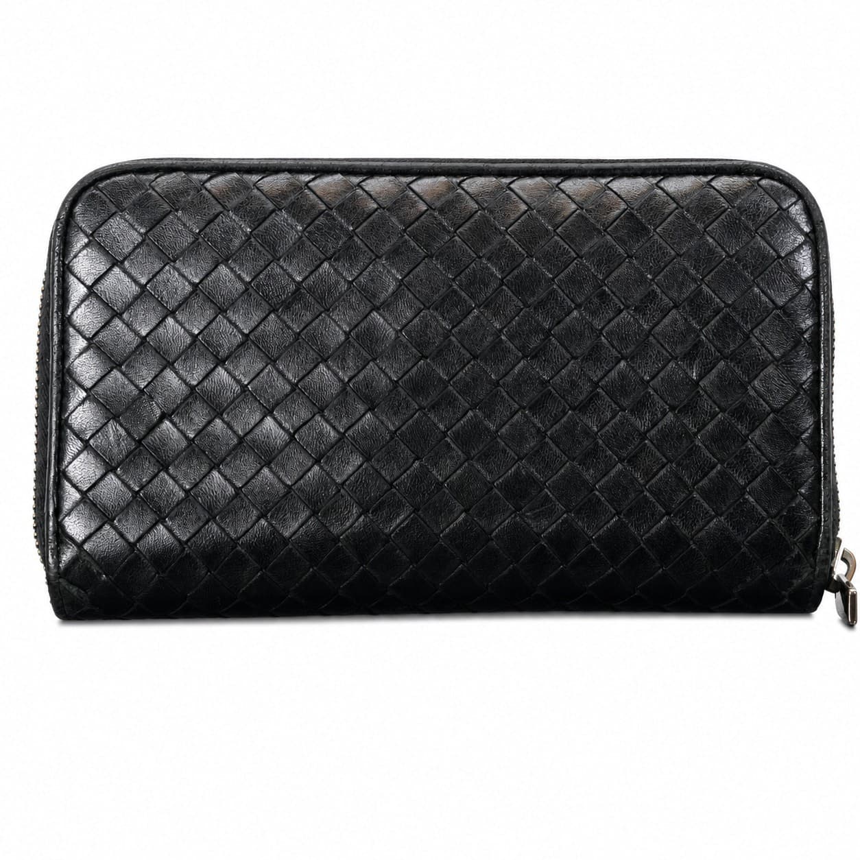 Bottega Veneta Intrecciato Leather Zip Around Wallet Black Continental Organizer handbags auction on bidia.ai
