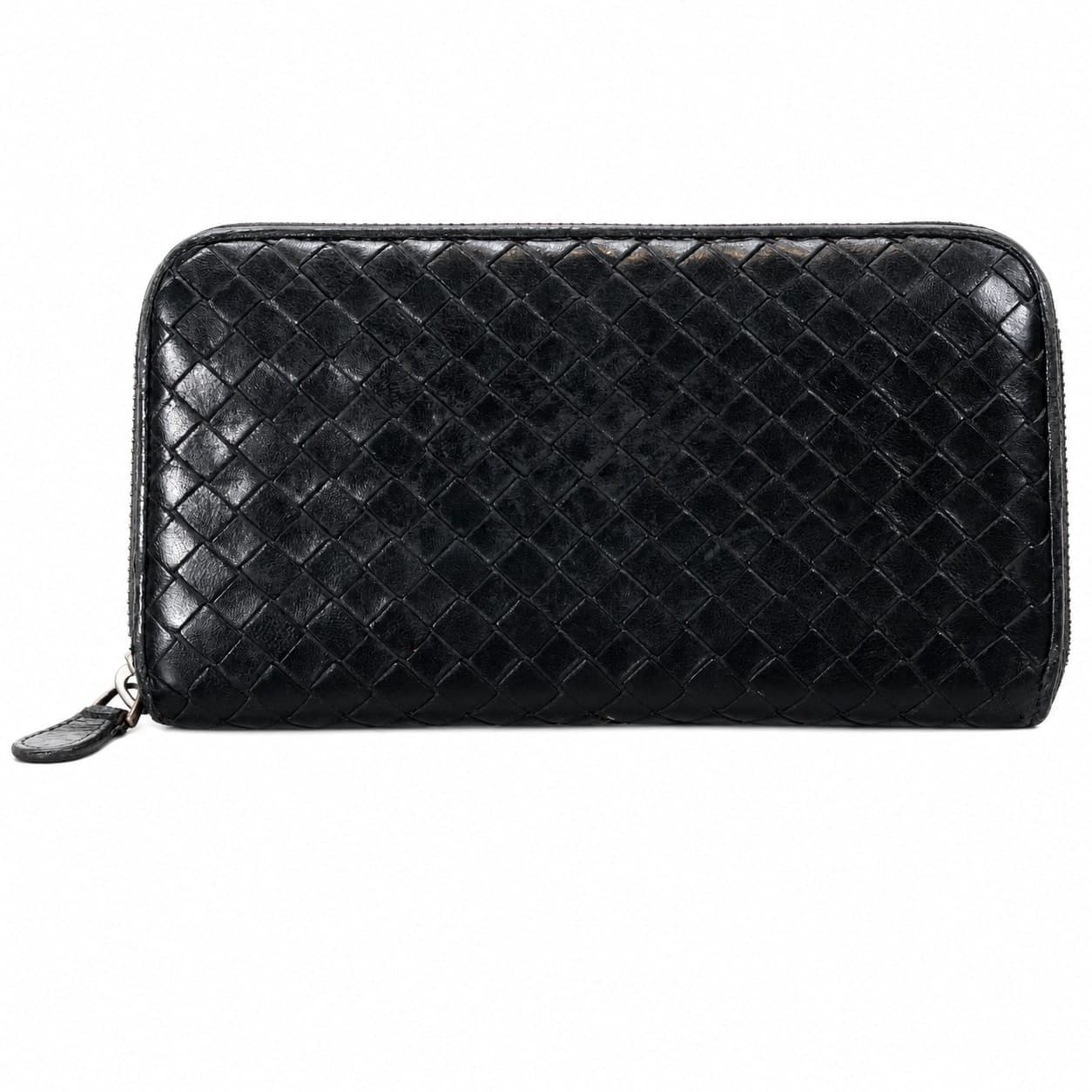 Bottega Veneta Intrecciato Black Leather Zip Around Continental Wallet handbags auction on bidia.ai