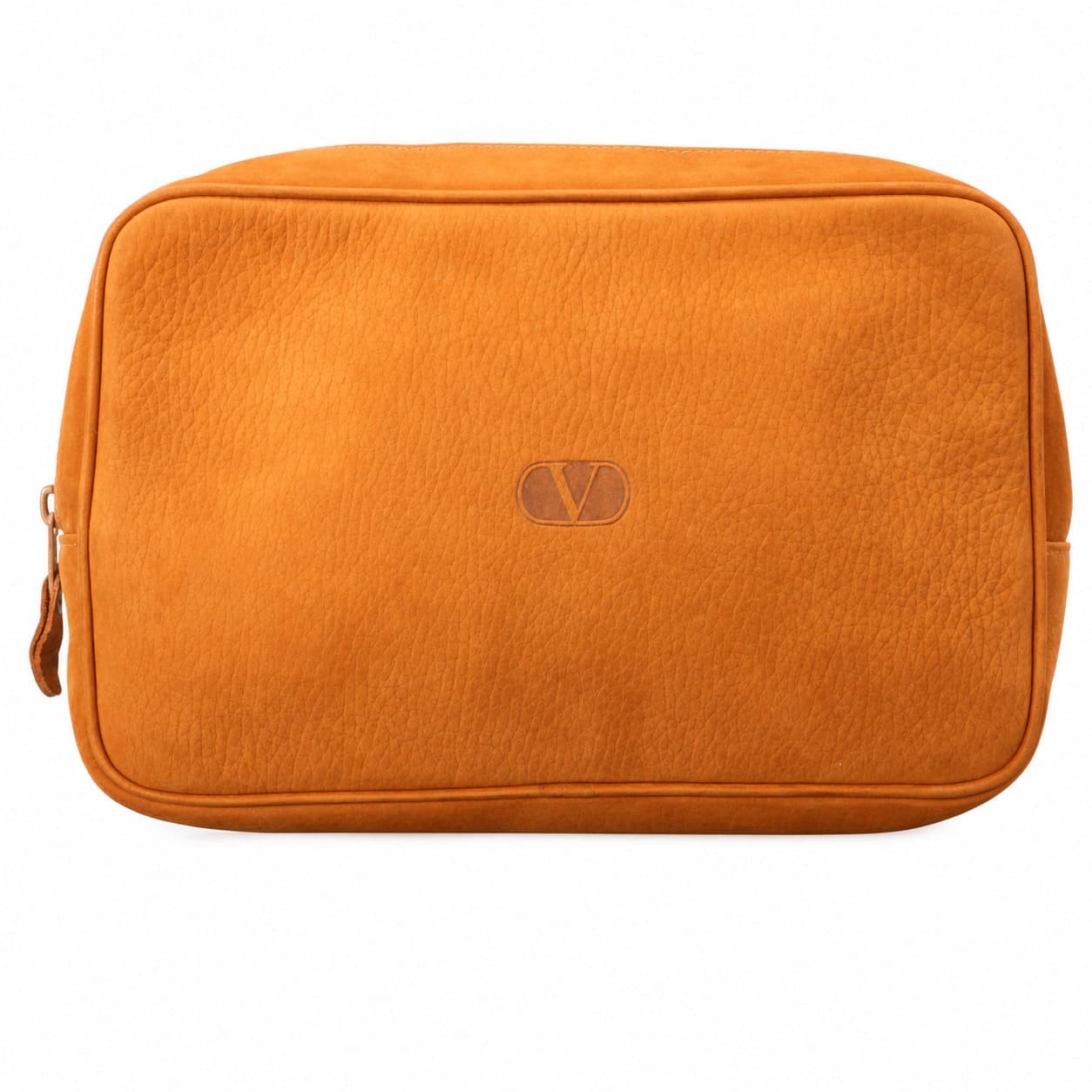 Valentino Garavani Leather Clutch Bag Pouch Purse Orange Pebbled V Logo handbags auction on bidia.ai