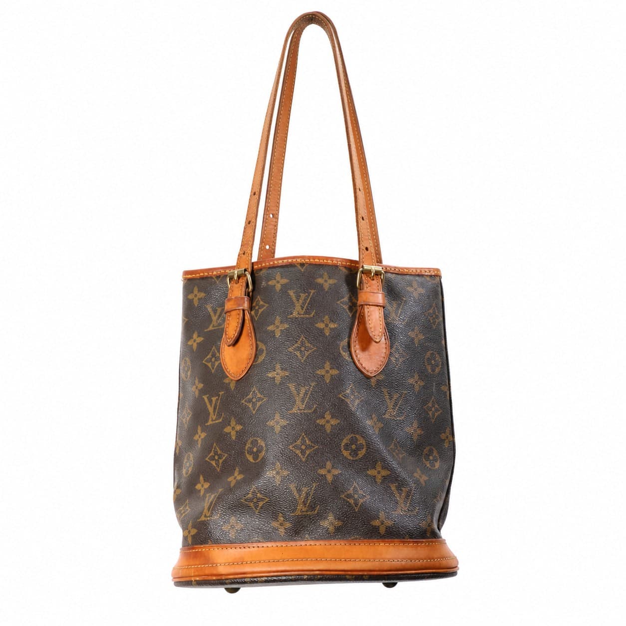 Louis Vuitton Petit Bucket PM Monogram Canvas Shoulder Bag Handbag Purse Brown handbags auction on bidia.ai