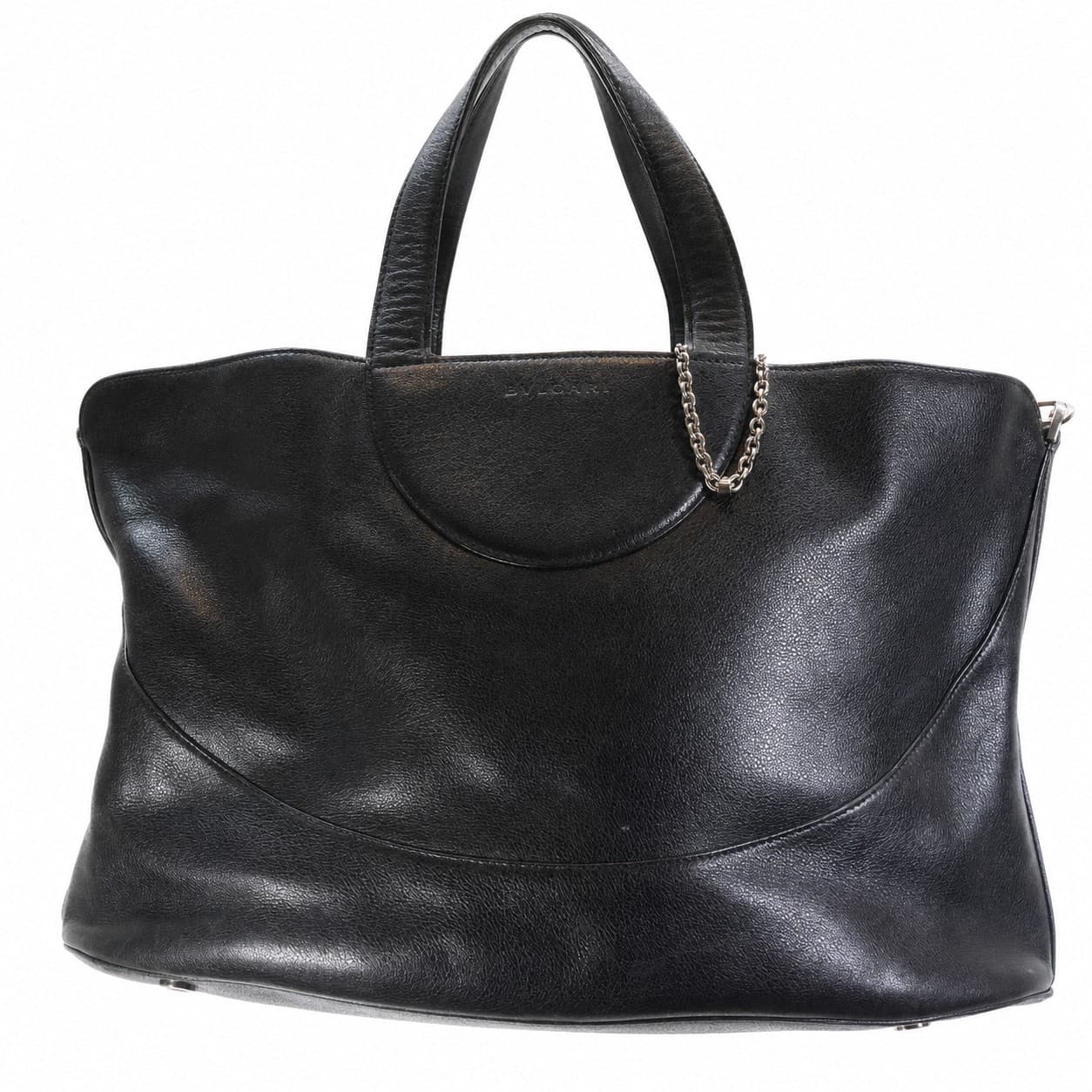 Bulgari Chandra Black Leather Tote Bag Handbag Purse Shoulder Bag handbags auction on bidia.ai