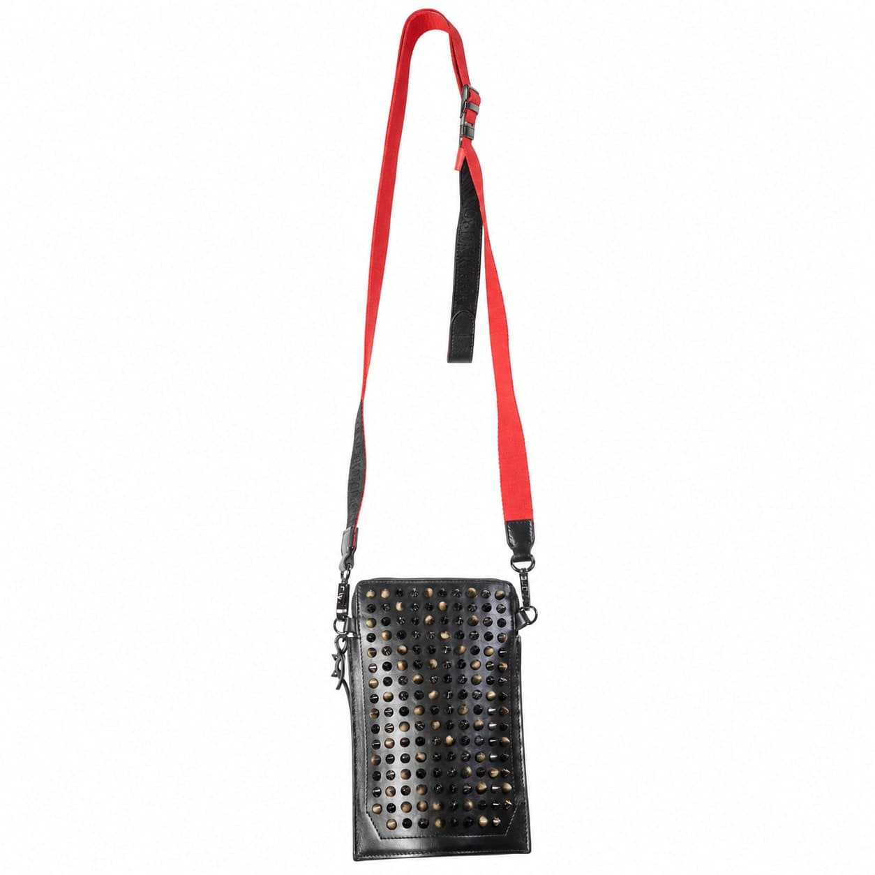 Christian Louboutin Benech Reporter Spike Studded Leather Crossbody Shoulder Bag Purse Handbag Black handbags auction on bidia.ai