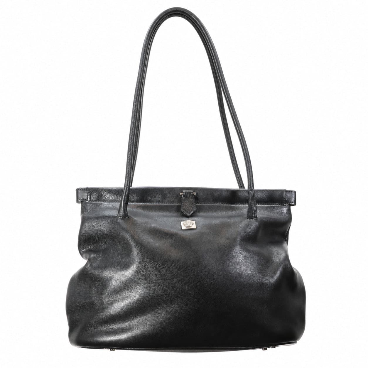 Gianni Versace Black Leather Medusa Shoulder Bag Handbag Purse handbags auction on bidia.ai