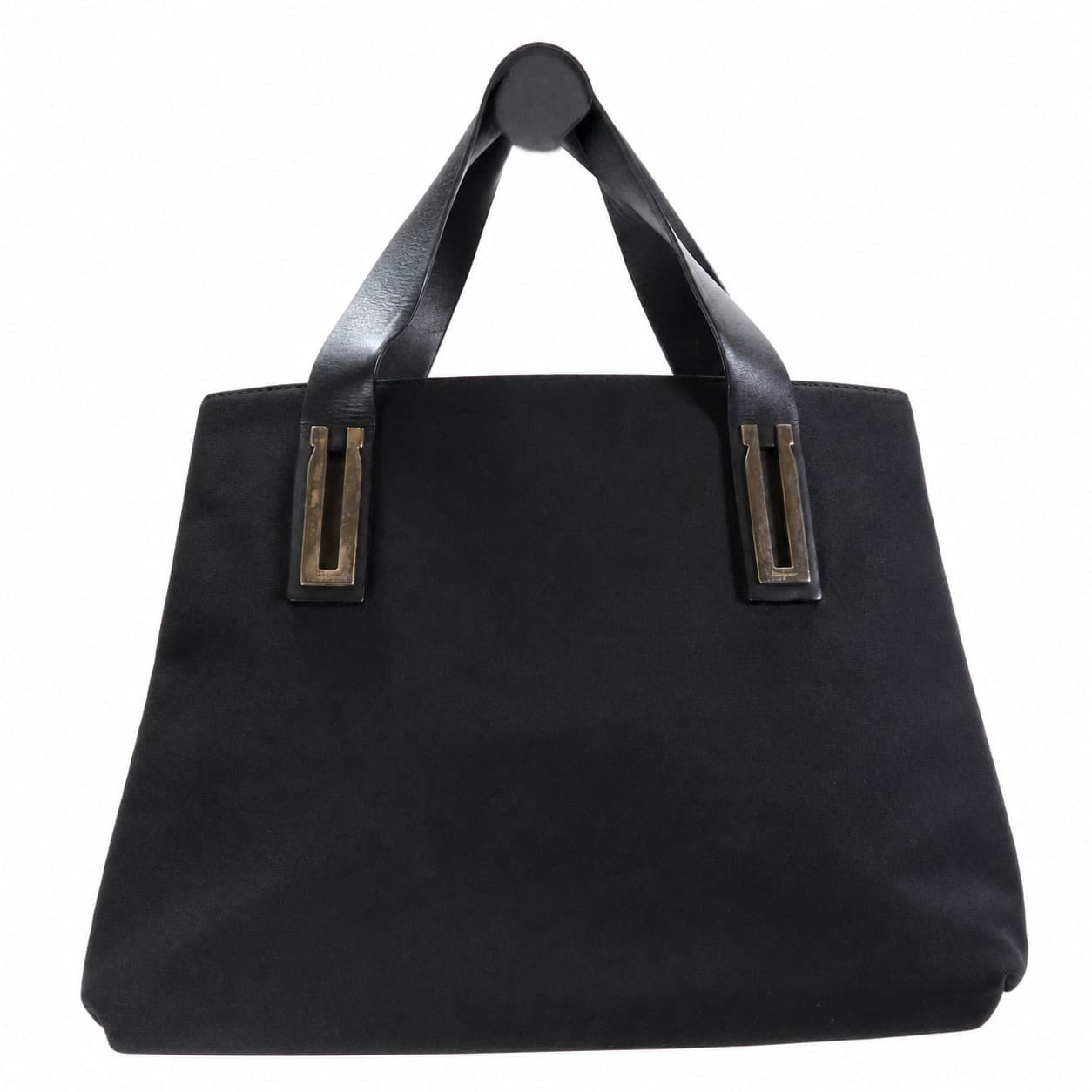 Salvatore Ferragamo Suede Leather Top Handle Bag Handbag Purse Black handbags auction on bidia.ai