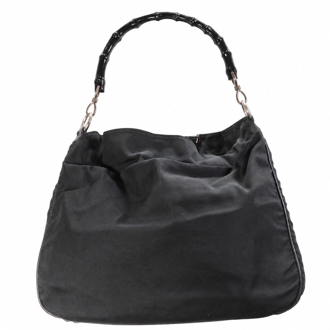 Gucci Black Canvas Leather Chain Strap Hobo Shoulder Bag Purse Handbag handbags auction on bidia.ai