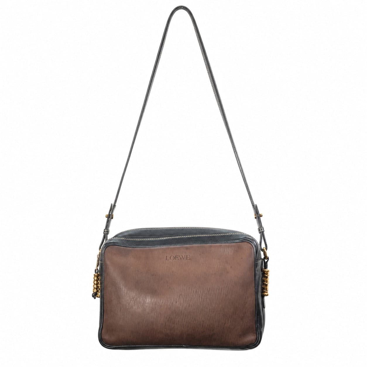 Loewe Brown Black Leather Crossbody Shoulder Bag Handbag Purse Gold Hardware handbags auction on bidia.ai