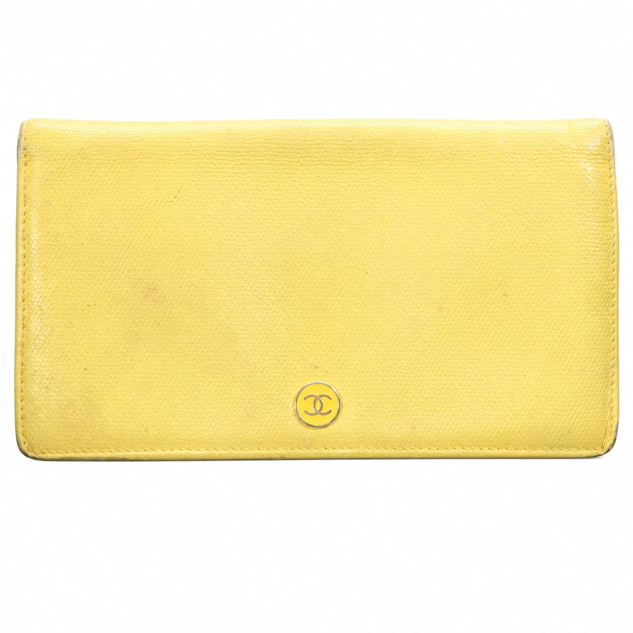 Chanel Caviar Leather Bifold Wallet Yellow Compact Gold Hardware CC Logo handbags auction on bidia.ai