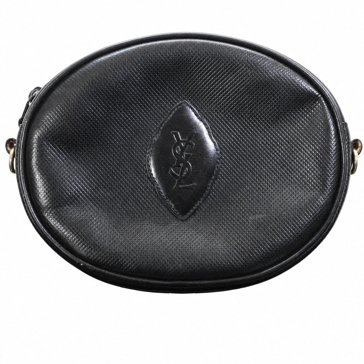 Yves Saint Laurent Oval Crossbody Shoulder Bag Handbag Purse Black Leather handbags auction on bidia.ai